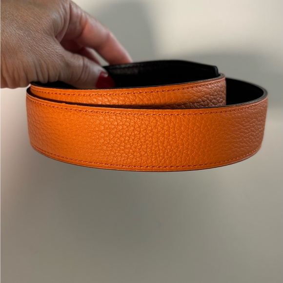 Hermes New Reversible Orange/Black Leather Belt main image 5